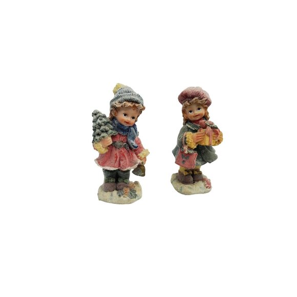 Vintage K’s Collection Flocked Resin Christmas Figurines , set of 2 - Picture 2 of 4